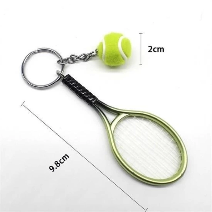 BFS  Gerçekçi Tenis Raketi Tasarımlı Şık Anahtarlık Kolye Çanta Süsü Tennis Keychain