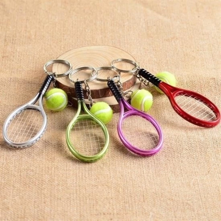 BFS  Gerçekçi Tenis Raketi Tasarımlı Şık Anahtarlık Kolye Çanta Süsü Tennis Keychain