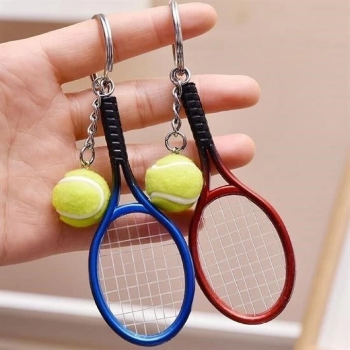 BFS  Gerçekçi Tenis Raketi Tasarımlı Şık Anahtarlık Kolye Çanta Süsü Tennis Keychain