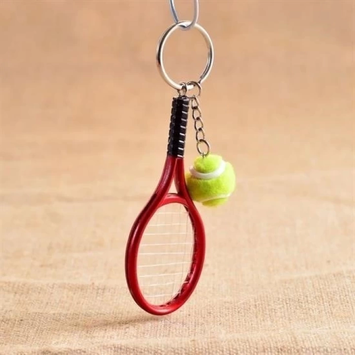 BFS  Gerçekçi Tenis Raketi Tasarımlı Şık Anahtarlık Kolye Çanta Süsü Tennis Keychain