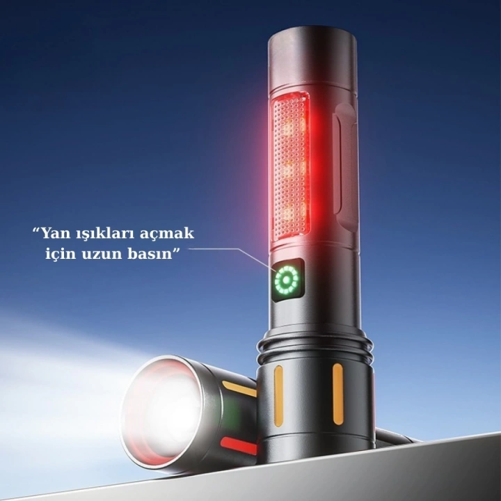 BFS Gold Police Gp-212 Şarjlı Metal El Feneri | 1000 Lümen Polis Feneri Çakarlı