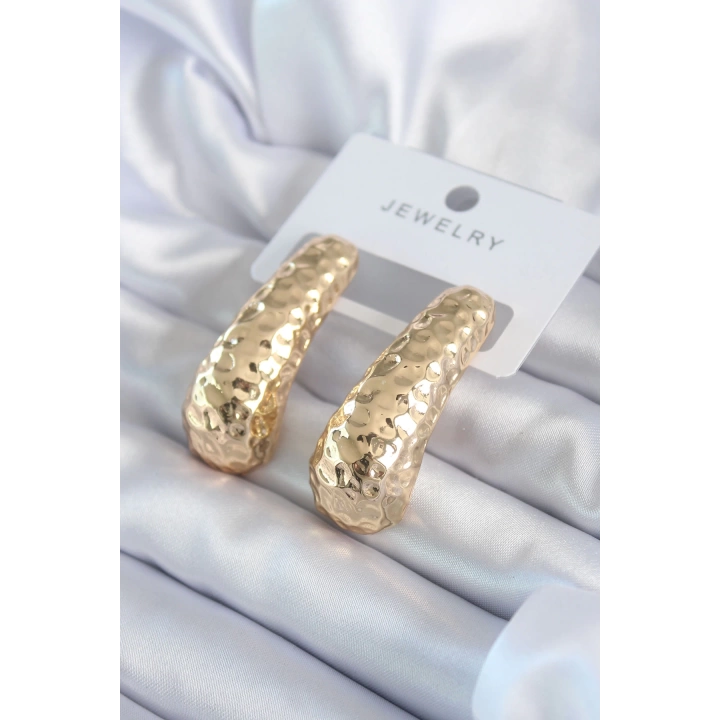 BFS Gold Renk İşleme Detay Pirinç Kadın Küpe
