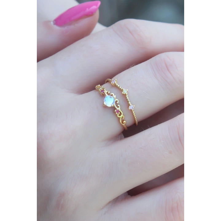 BFS Gold Renk Zirkon Taşlı Taç Model Kadın Yüzük