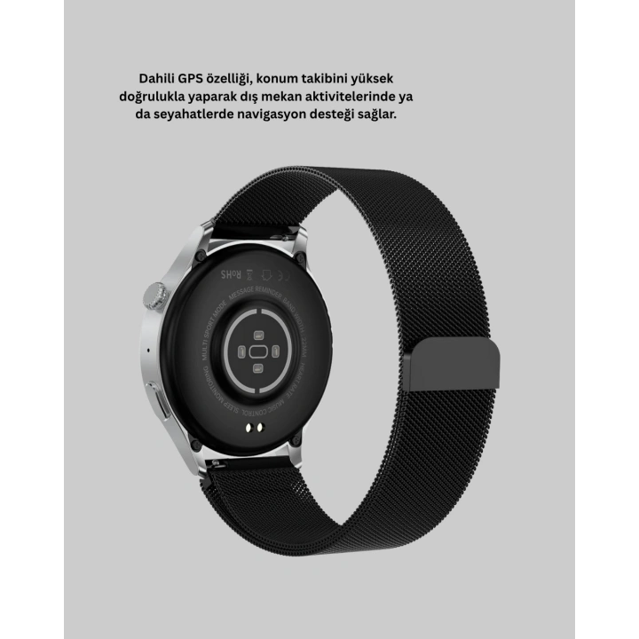 BFS GPS’li Akıllı Saat 500 mAh Batarya Sesli Arama Bildirim Nabız Ölçer Spor Takipli