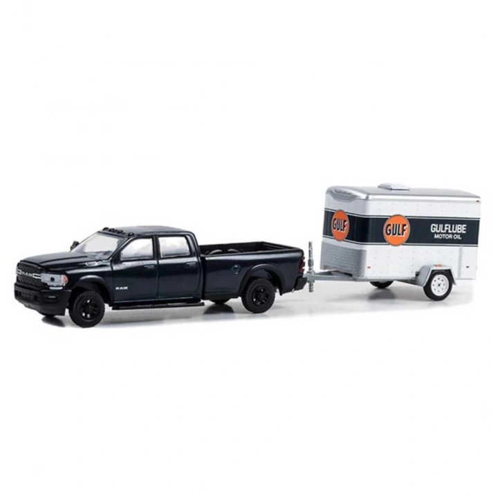 BFS   Greenlight 1/64 2023 Ram 2500 With Small Cargo Trailer Model Araba