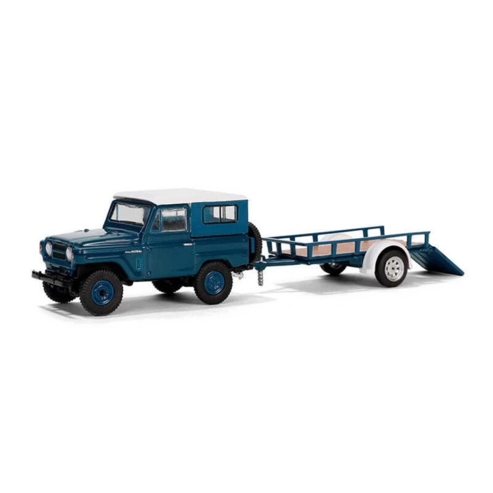 BFS   Greenlight 1/64 Hitch & Tow Series 31 - 1961 Nissan Patrol Hard Top with Utility Trailer