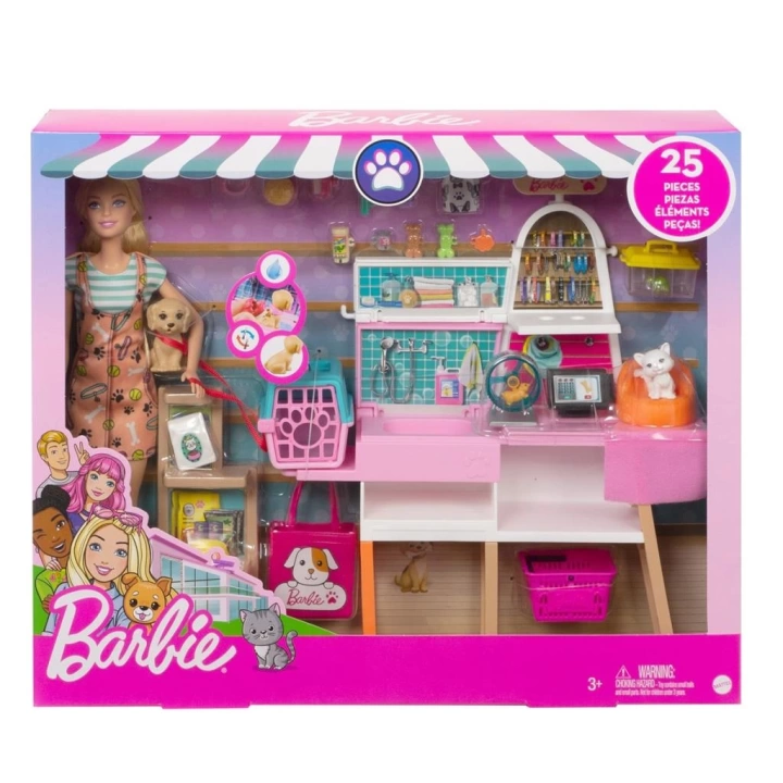 BFS  GRG90 Barbie ve Evcil Hayvan Dükkanı Oyun Seti