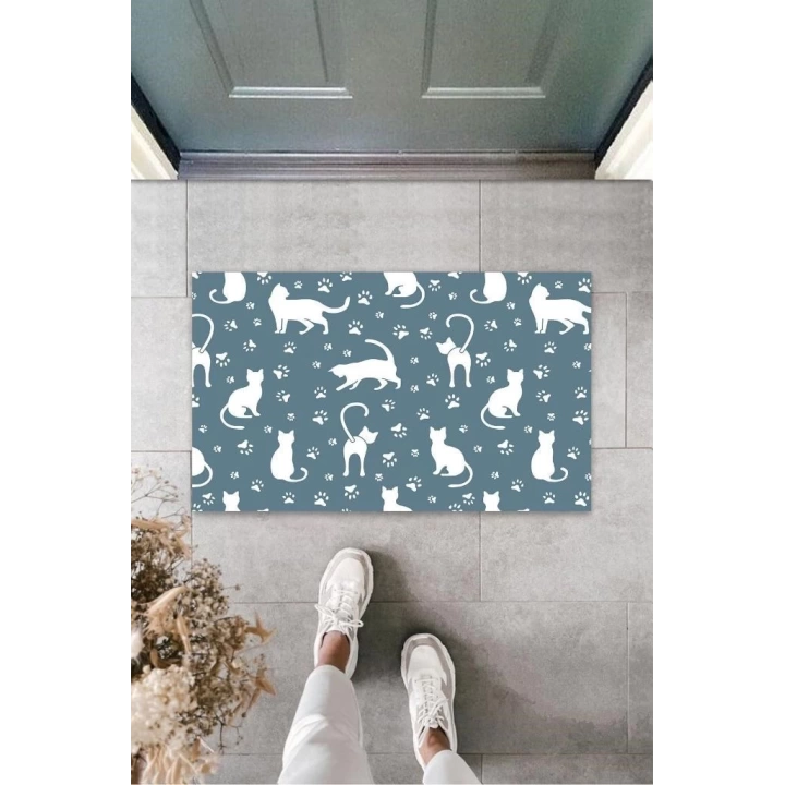 BFS Gri Kapı Önü Paspası Kedi Patisi Desen  K-3254