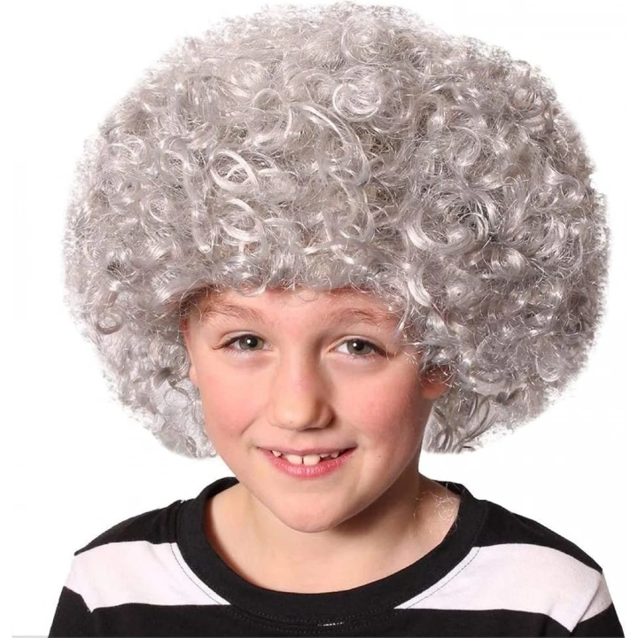 BFS   Gri Renk Kabarık Bonus Peruk Afro Takma Saç