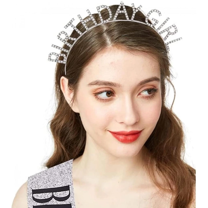 BFS     Gümüş Kristal Taşlı Birthday Girl Doğum Günü Tacı İthal Ürün A Kalite 17x16 cm
