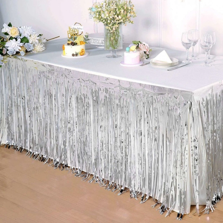 BFS Gümüş Metalize Masa Eteği 275x75 Cm – Kendinden Yapışkanlı