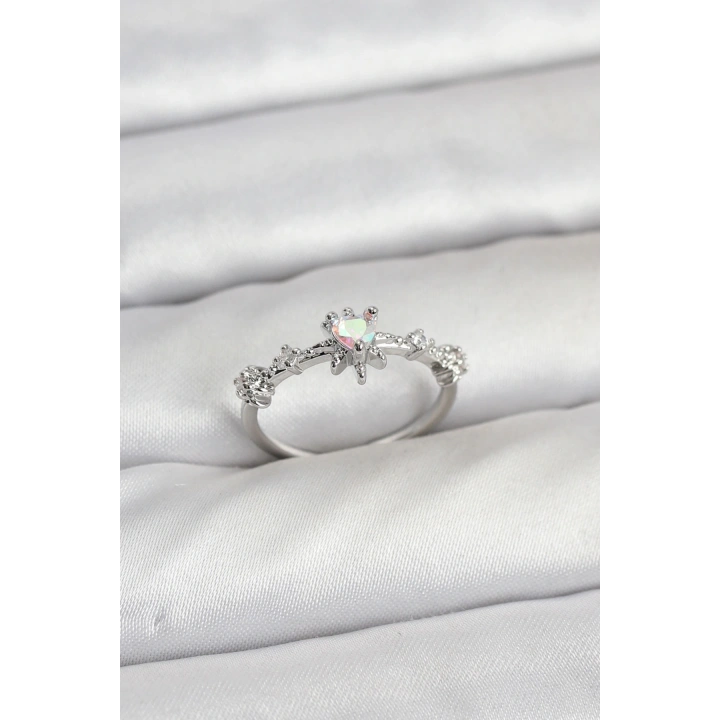 BFS Gümüş Renk Pirinç Yıldız Model Kadın Yüzük