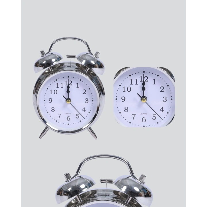 BFS Gümüş Renkli Sessiz Işıklı Dekoratif Masa Üstü Çalar Saat Alarmlı