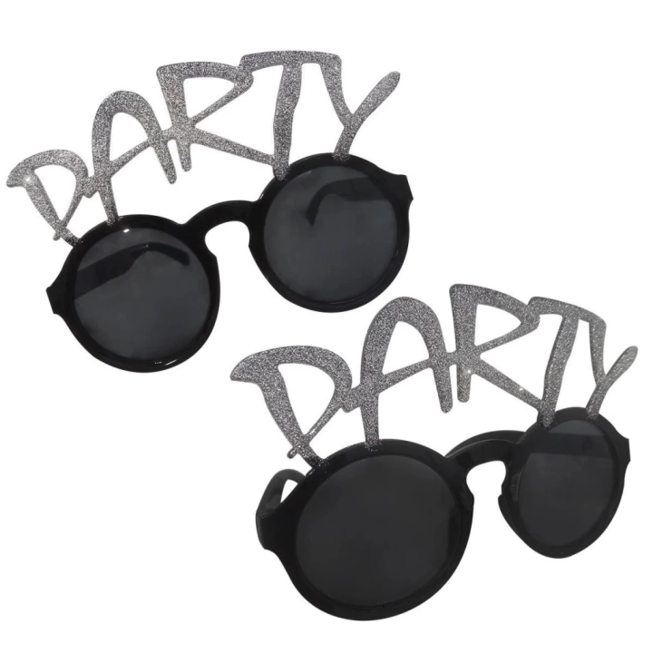 BFS  Gümüş Simli Party Yazılı Parti Gözlüğü Show 15x7 cm