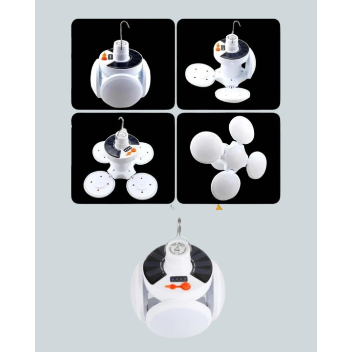 BFS Güneş Paneliyle Şarj Olan Katlanabilir LED Çadır Lambası – 5 Kademeli Aydınlatma