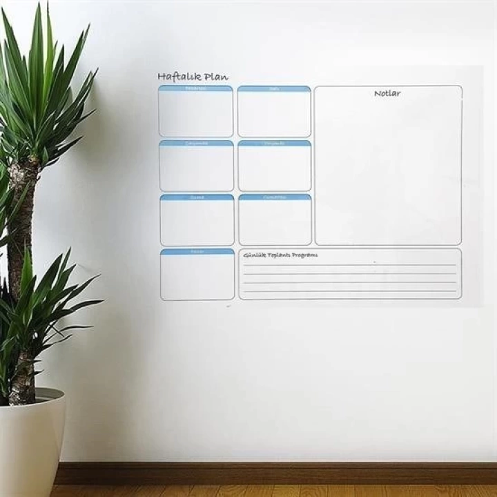BFS  Haftalık Planlayıcı Manyetik Duvar Stickerı Takvim 56 cm x 70 cm