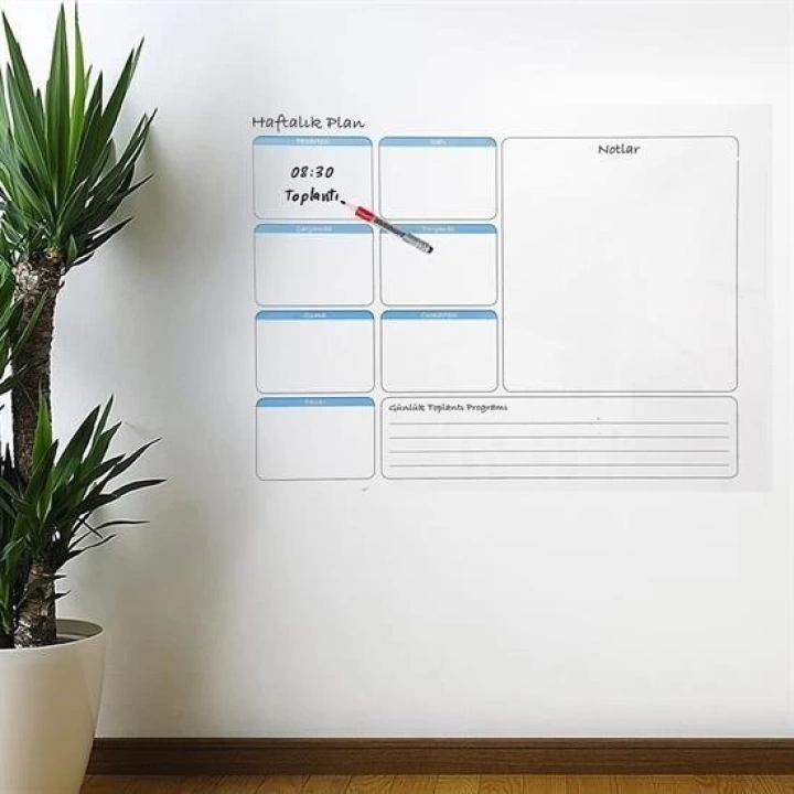BFS  Haftalık Planlayıcı Manyetik Duvar Stickerı Takvim 56 cm x 70 cm