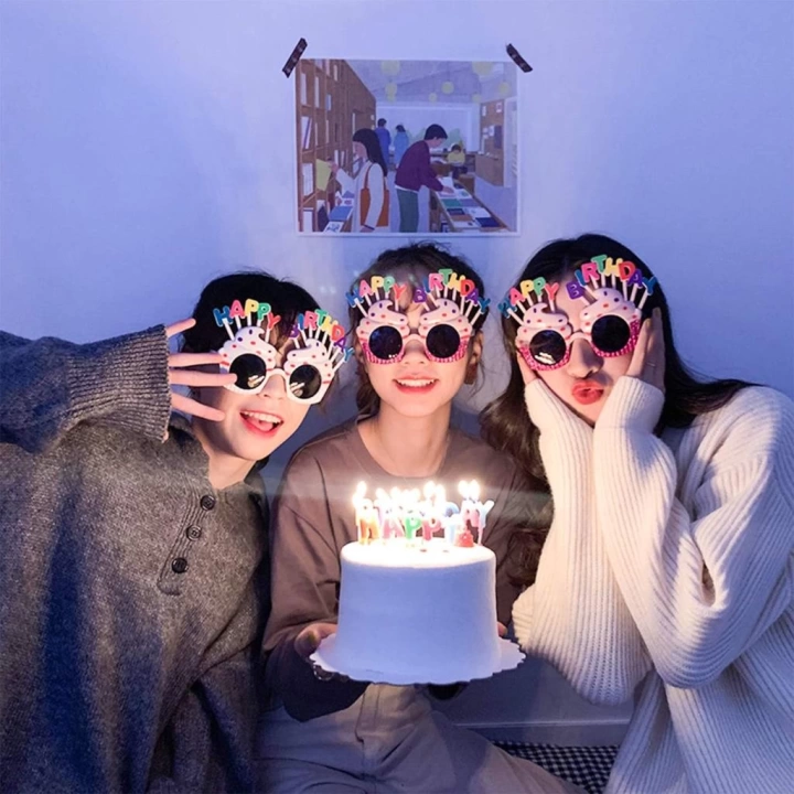 BFS     Happy Birthday Yazılı Pembe Fuşya Renk Parti Gözlüğü 12x7 cm