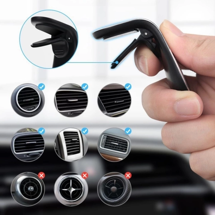 BFS  ® Havalanndırma Izgarasına Takılabilen Mandallı Mıknatıslı Oto Araç Içi Manyetik Telefon Tutucu
