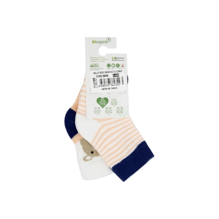 BFS       Hello Teddy Bear 2Li Kız Çorap 68404 Somon