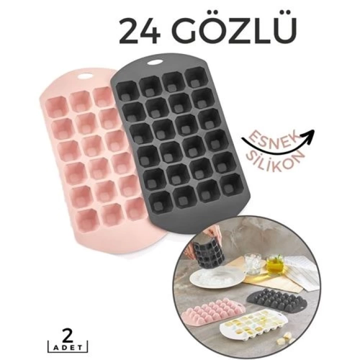 BFS Hızlı Buz Kalıbı 2 li 24 Bölme Esnek Silikon Sauvage Design