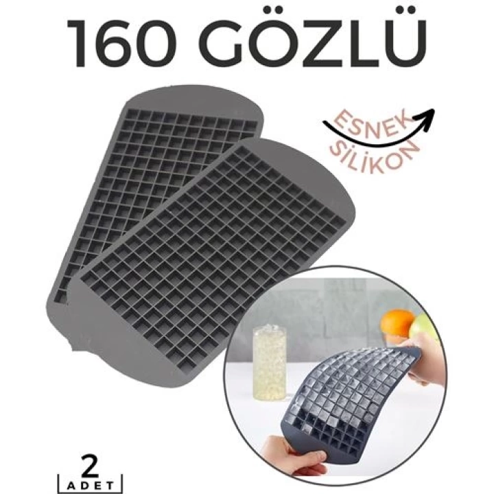 BFS Hızlı Mini Buz Kalıbı 2 li 160 Bölme Esnek Silikon