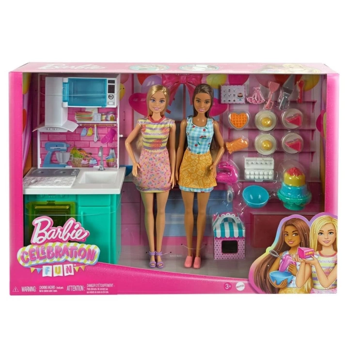 BFS  HJY94 Barbie Brooklyn ve Malibu Pasta Yapıyor Oyun Seti