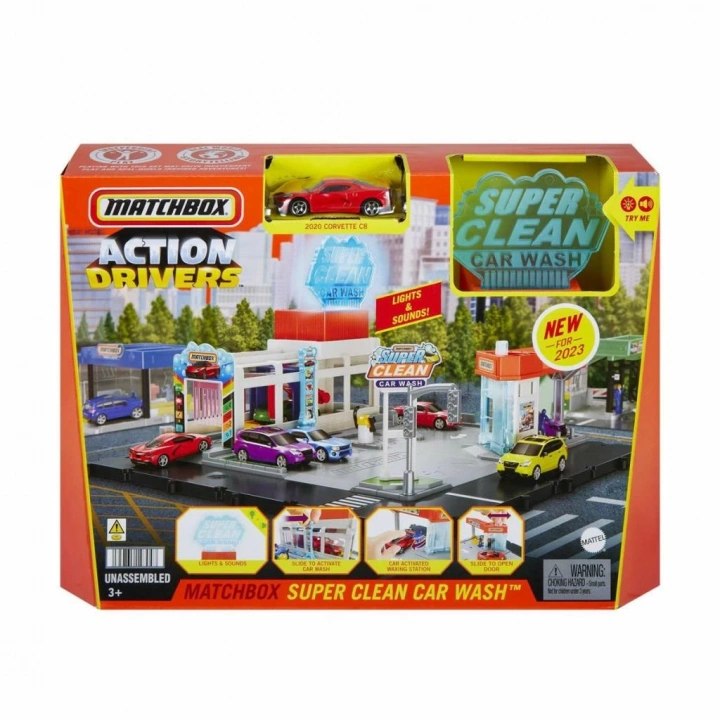 BFS  HNJ54 Matchbox Aksiyon Sürücüleri Süper Oto Yıkama Oyun Seti