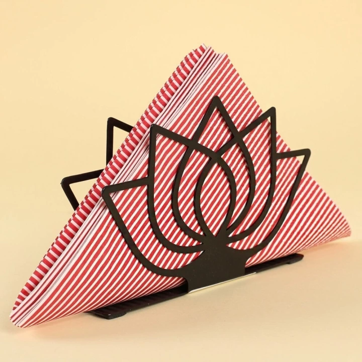 BFS  Home Lotus Siyah Metal Peçetelik
