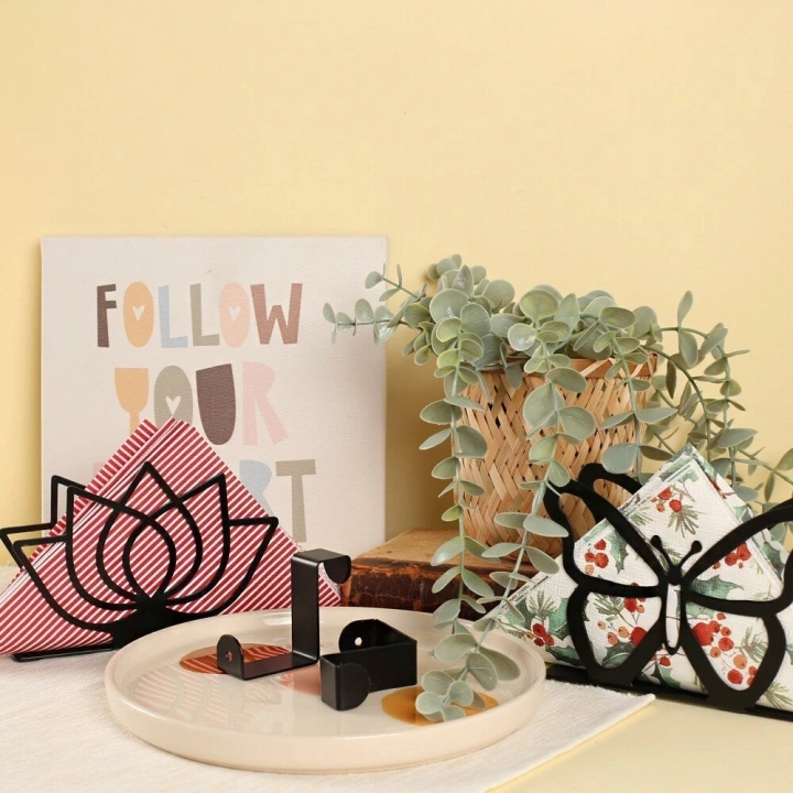 BFS  Home Lotus Siyah Metal Peçetelik