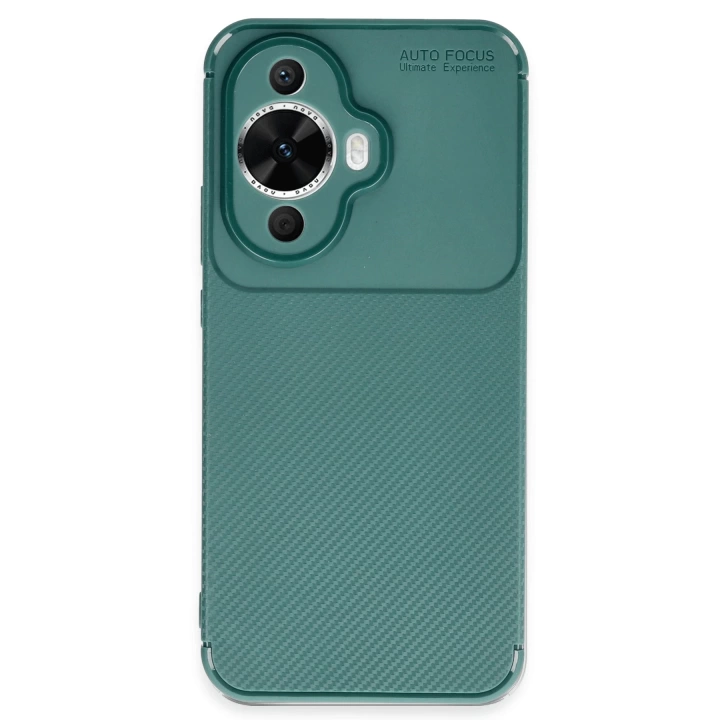 BFS  Huawei Nova 12S Kılıf Auto Focus Karbon Kapak - Koyu Yeşil