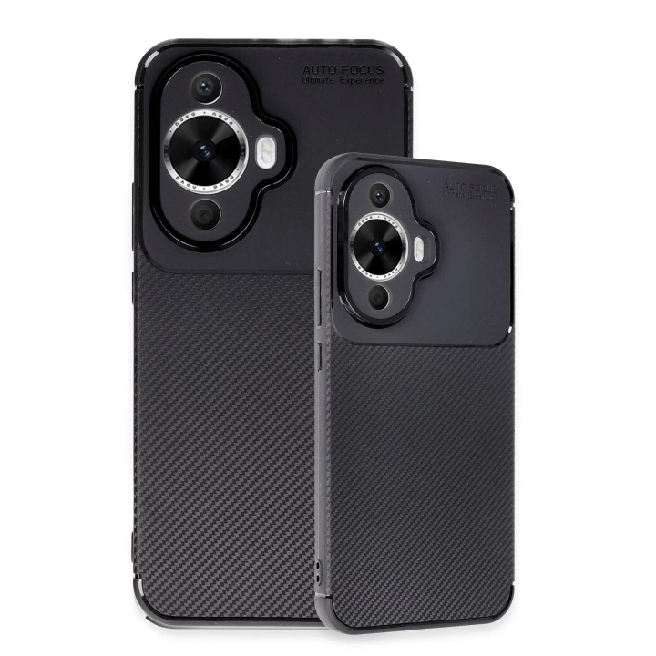 BFS  Huawei Nova 12S Kılıf Auto Focus Karbon Kapak - Siyah