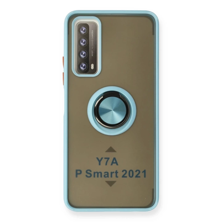BFS Huawei P Smart 2021 Kılıf Montreal Yüzüklü Silikon Kapak - Buz Mavi