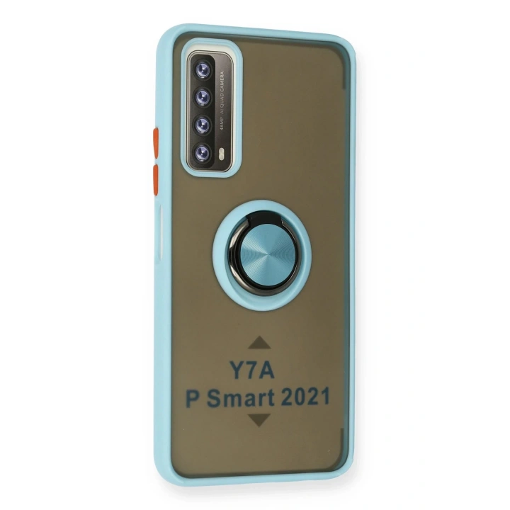 BFS Huawei P Smart 2021 Kılıf Montreal Yüzüklü Silikon Kapak - Buz Mavi