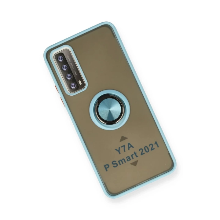 BFS Huawei P Smart 2021 Kılıf Montreal Yüzüklü Silikon Kapak - Buz Mavi