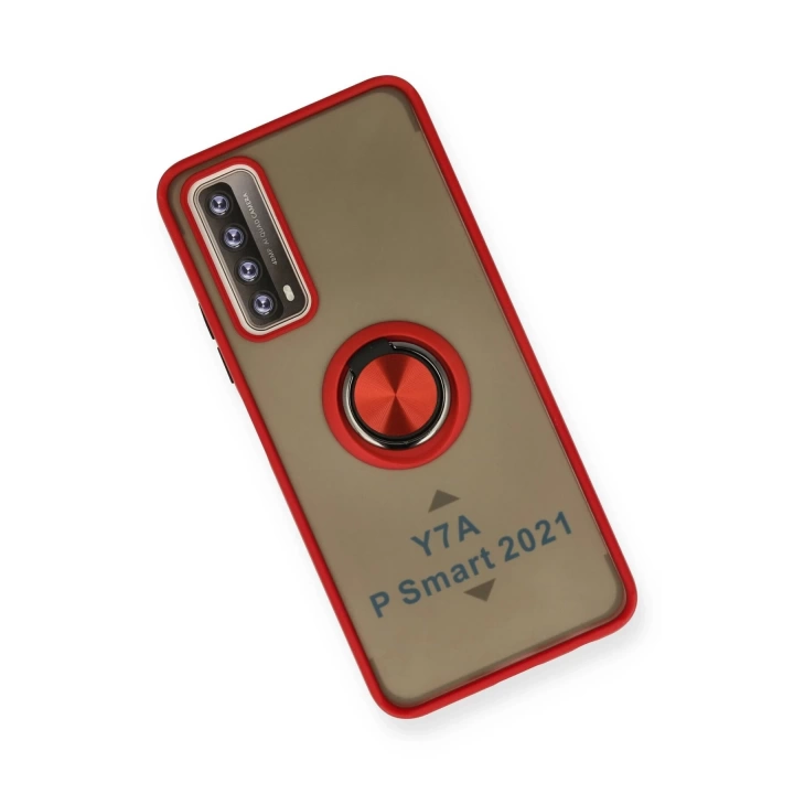 BFS  Huawei P Smart 2021 Kılıf Montreal Yüzüklü Silikon Kapak - Kırmızı