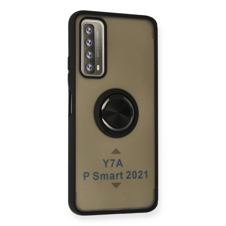 BFS  Huawei P Smart 2021 Kılıf Montreal Yüzüklü Silikon Kapak - Siyah