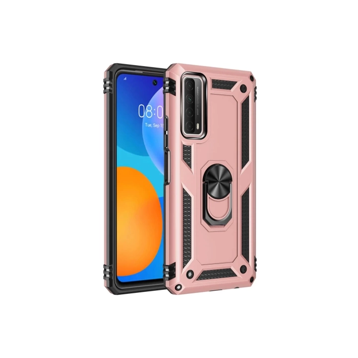 BFS  Huawei P Smart 2021 Kılıf Sofya Yüzüklü Silikon Kapak - Rose