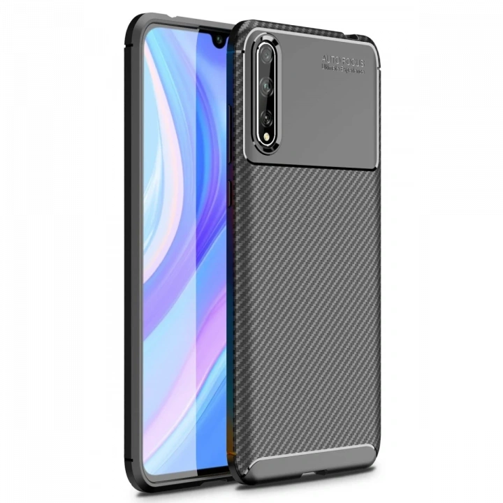 BFS  Huawei P Smart S Kılıf Auto Focus Karbon Kapak - Siyah