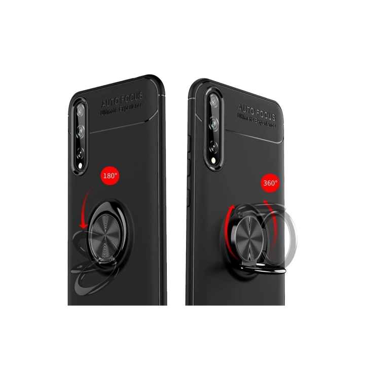 BFS  Huawei P Smart S Kılıf Range Yüzüklü Silikon - Siyah