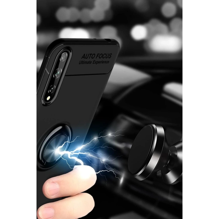 BFS  Huawei P Smart S Kılıf Range Yüzüklü Silikon - Siyah
