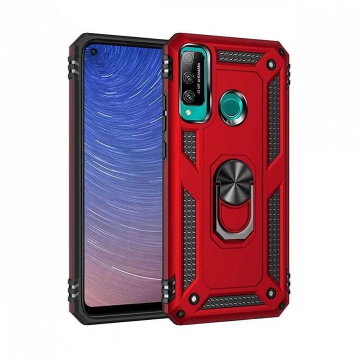 BFS  Huawei P40 Lite E Kılıf Sofya Yüzüklü Silikon Kapak - Kırmızı