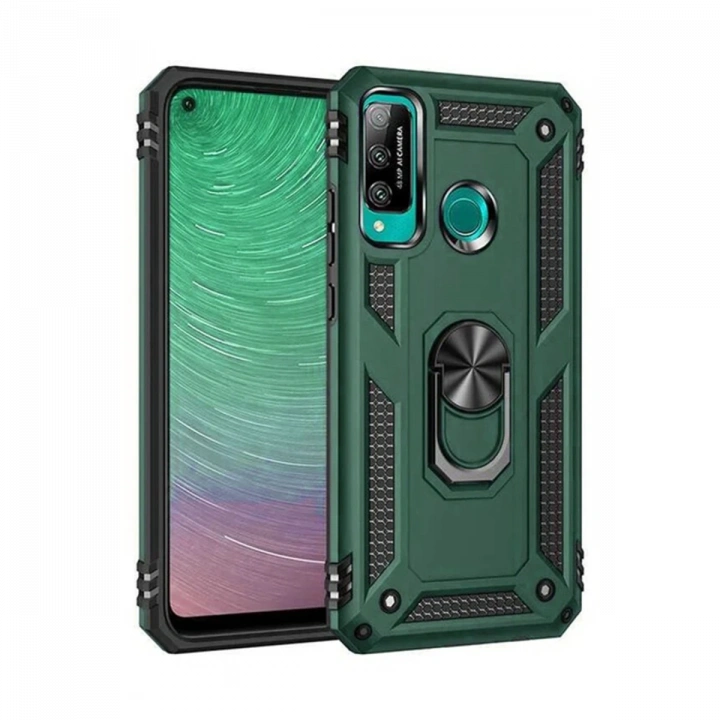 BFS  Huawei P40 Lite E Kılıf Sofya Yüzüklü Silikon Kapak - Yeşil