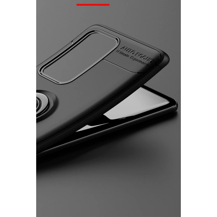 BFS  Huawei P40 Pro Kılıf Range Yüzüklü Silikon - Siyah-Mavi