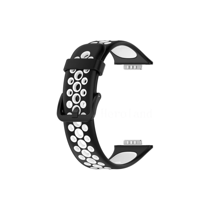 BFS  Huawei Watch Fit 2 Spor Delikli Kordon - Siyah-Beyaz