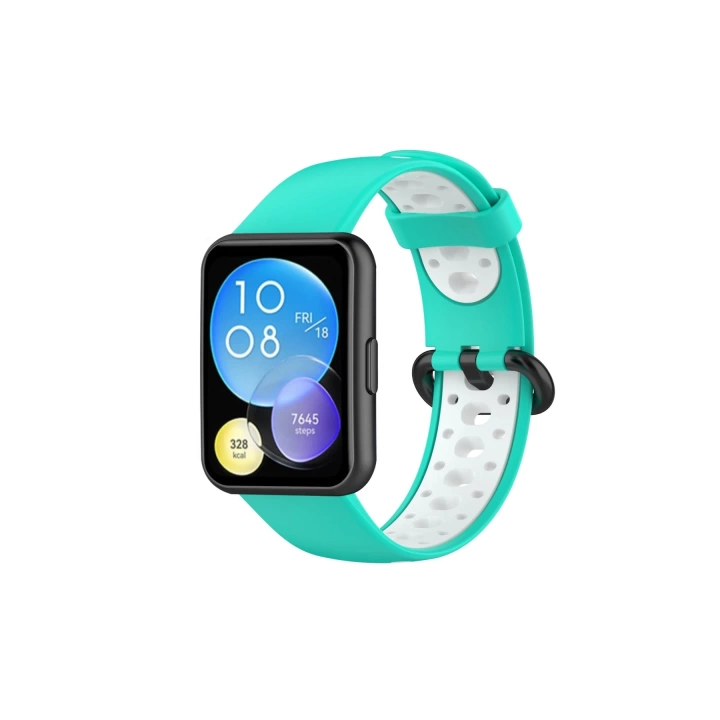 BFS  Huawei Watch Fit 2 Spor Delikli Kordon - Turkuaz-Beyaz