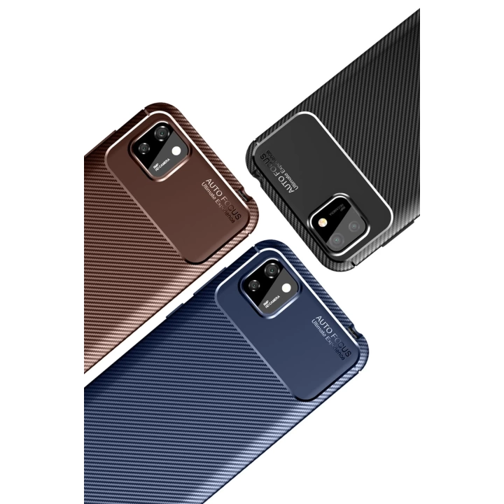 BFS  Huawei Y5P Kılıf Auto Focus Karbon Kapak - Kahverengi