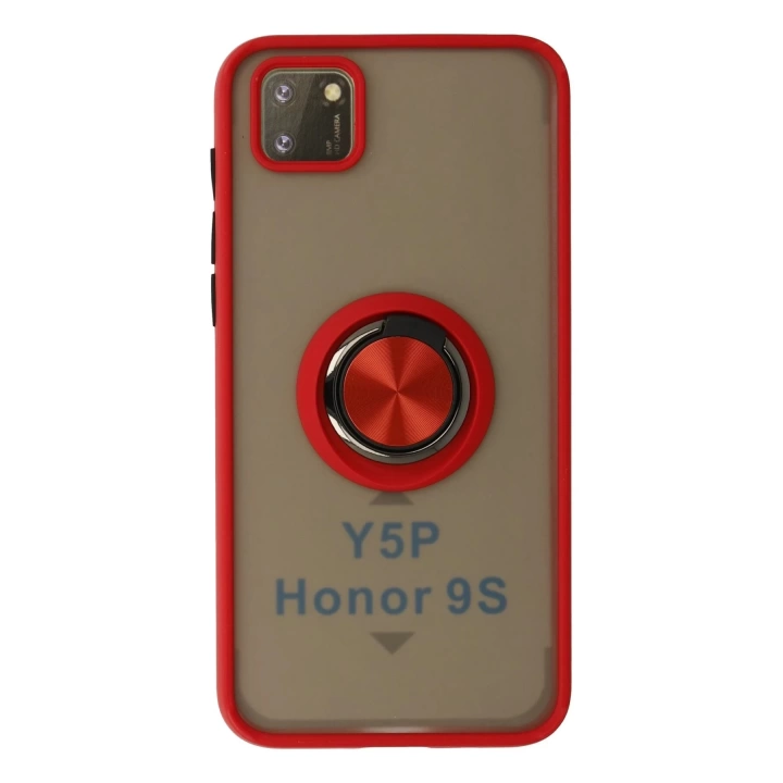BFS  Huawei Y5P Kılıf Montreal Yüzüklü Silikon Kapak - Kırmızı
