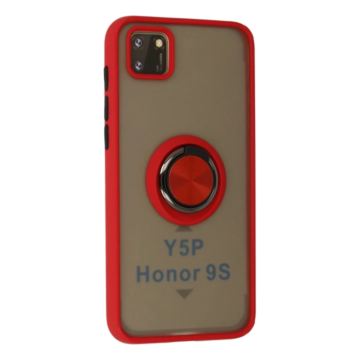 BFS  Huawei Y5P Kılıf Montreal Yüzüklü Silikon Kapak - Kırmızı