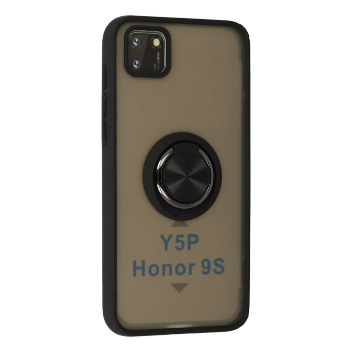 BFS  Huawei Y5P Kılıf Montreal Yüzüklü Silikon Kapak - Siyah